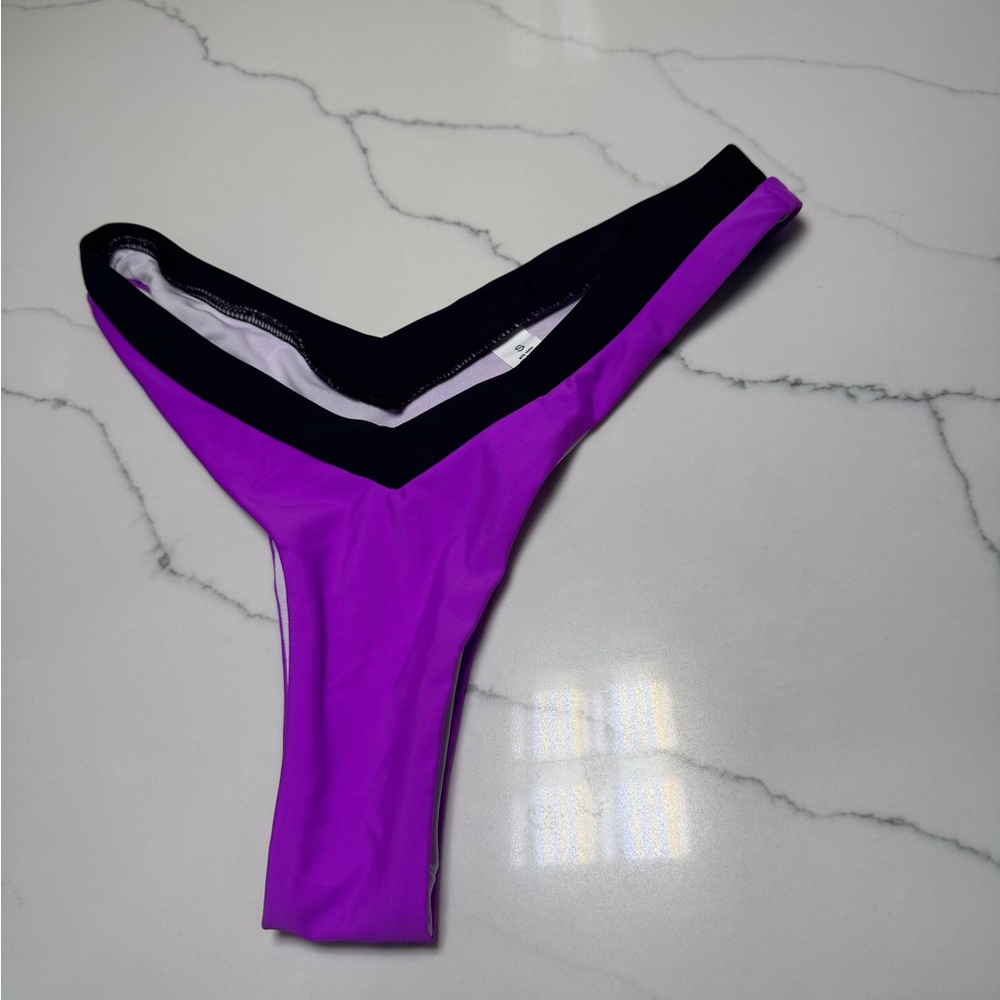Vibrant Purple and Black Bikini Bottom
